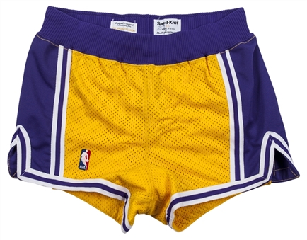 1987-89 Magic Johnson Game Used Los Angeles Lakers Home Shorts